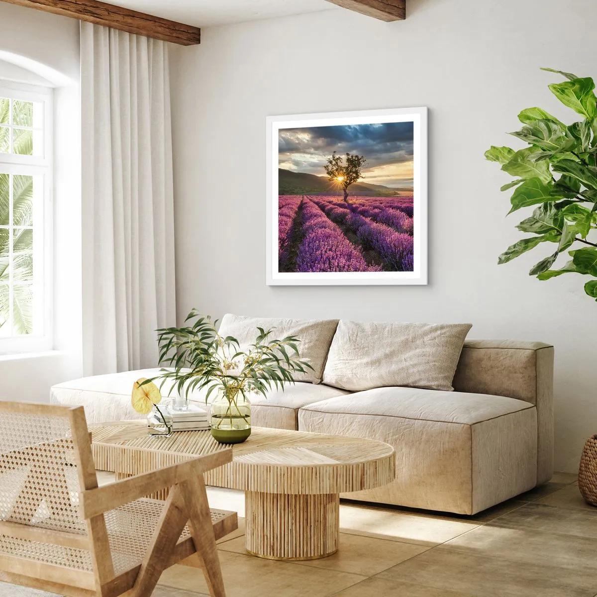 Plagát v bielom ráme - Aróma vo fialovej - 60x60 cm