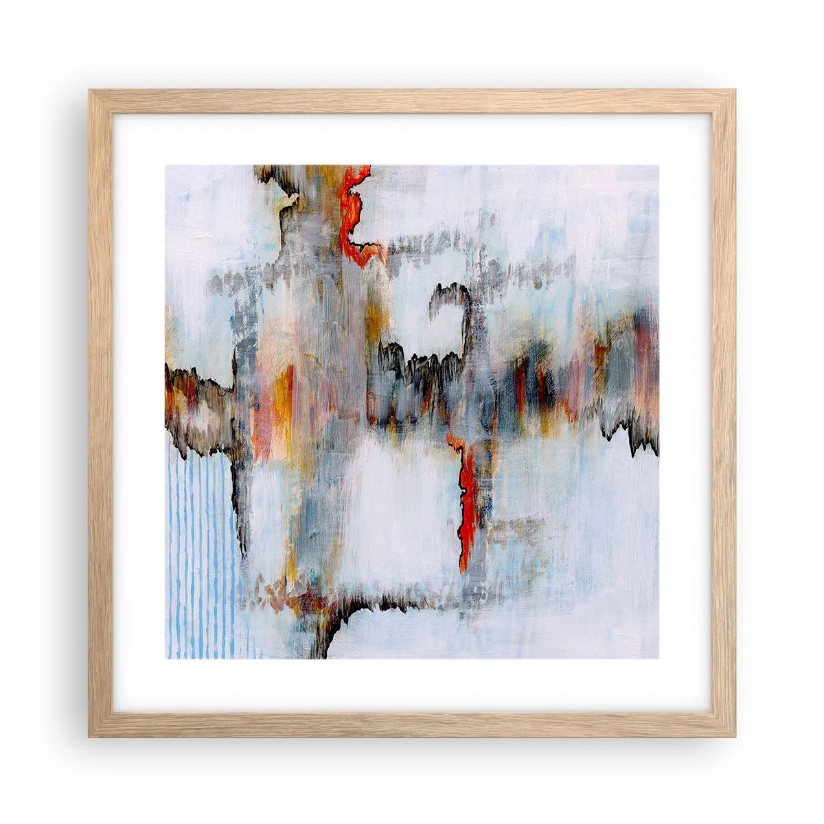 Plagát v ráme zo svetlého duba - Paličkou po vode - 40x40 cm