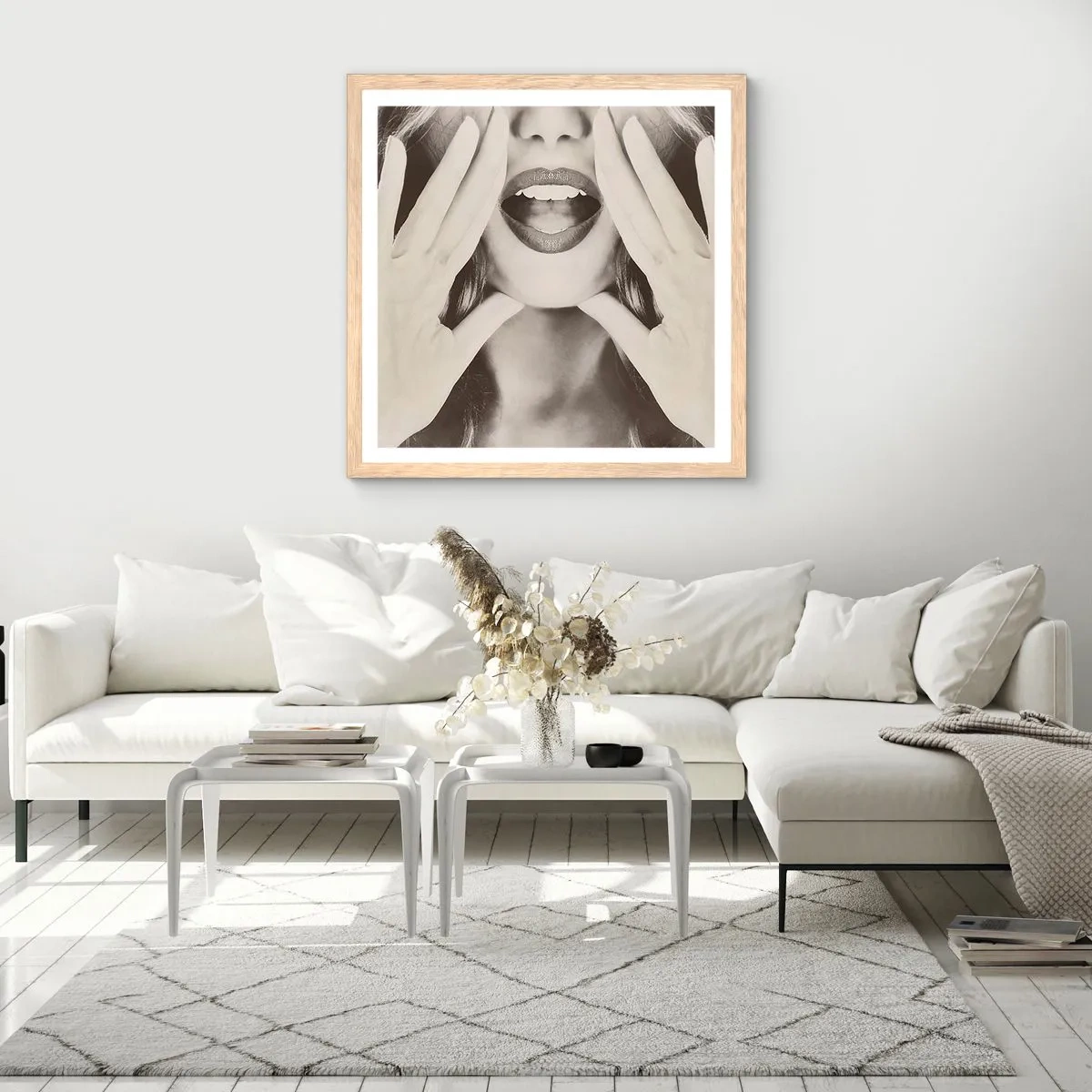 Plagát v ráme zo svetlého duba - Už idem! - 60x60 cm