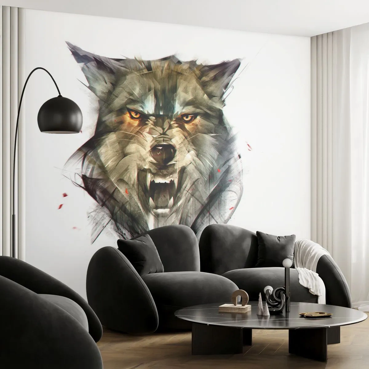 Fototapeta Premium Canvas - Ani krok! - Abstrakcia, Zvieratá, Wolf - 350x256 cm