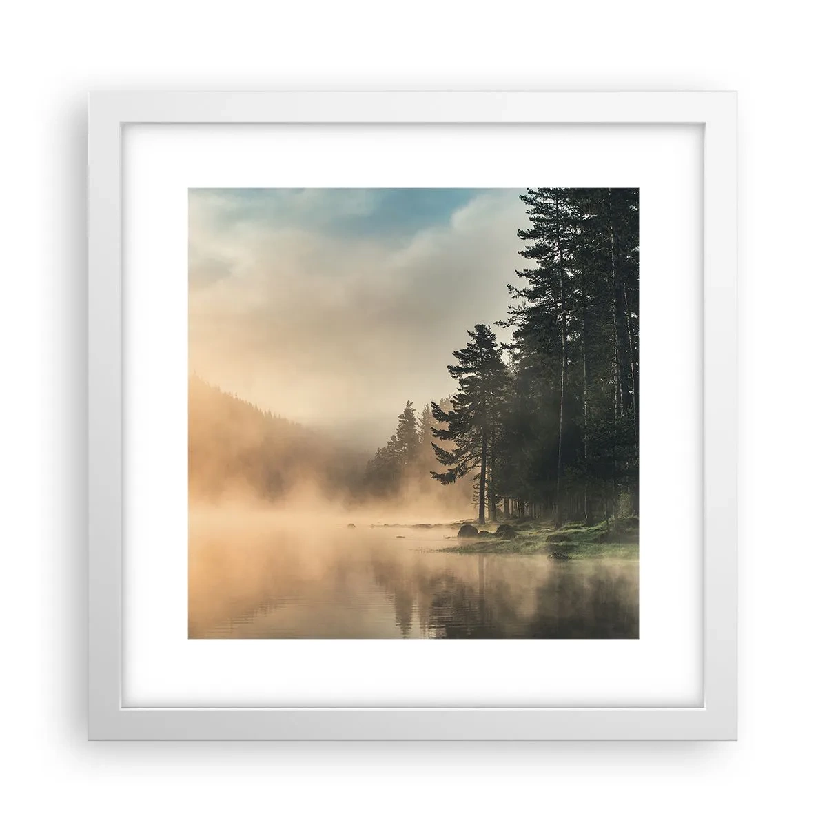 Plagát v bielom ráme - Zrodenie dňa - 30x30 cm