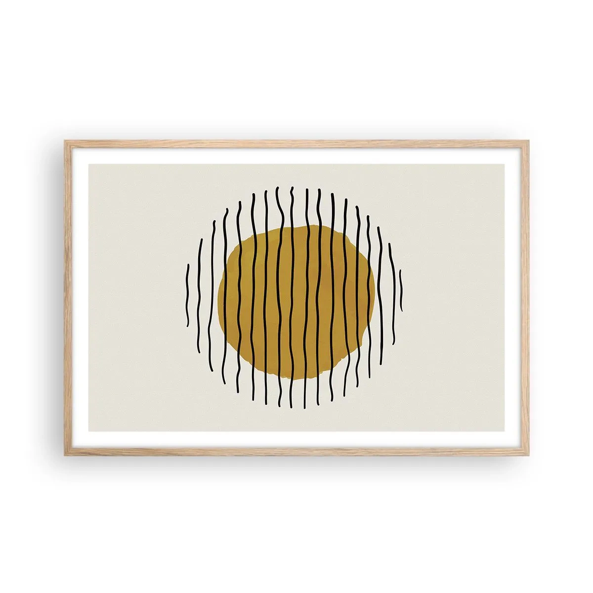 Plagát v ráme zo svetlého duba - Abstrakcia kmitajúca žiarom - 91x61 cm