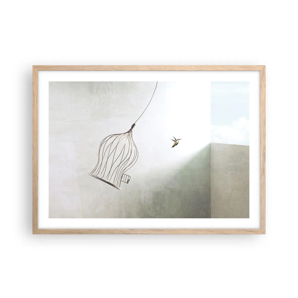 Plagát v ráme zo svetlého duba - Vo svojom živle - 70x50 cm