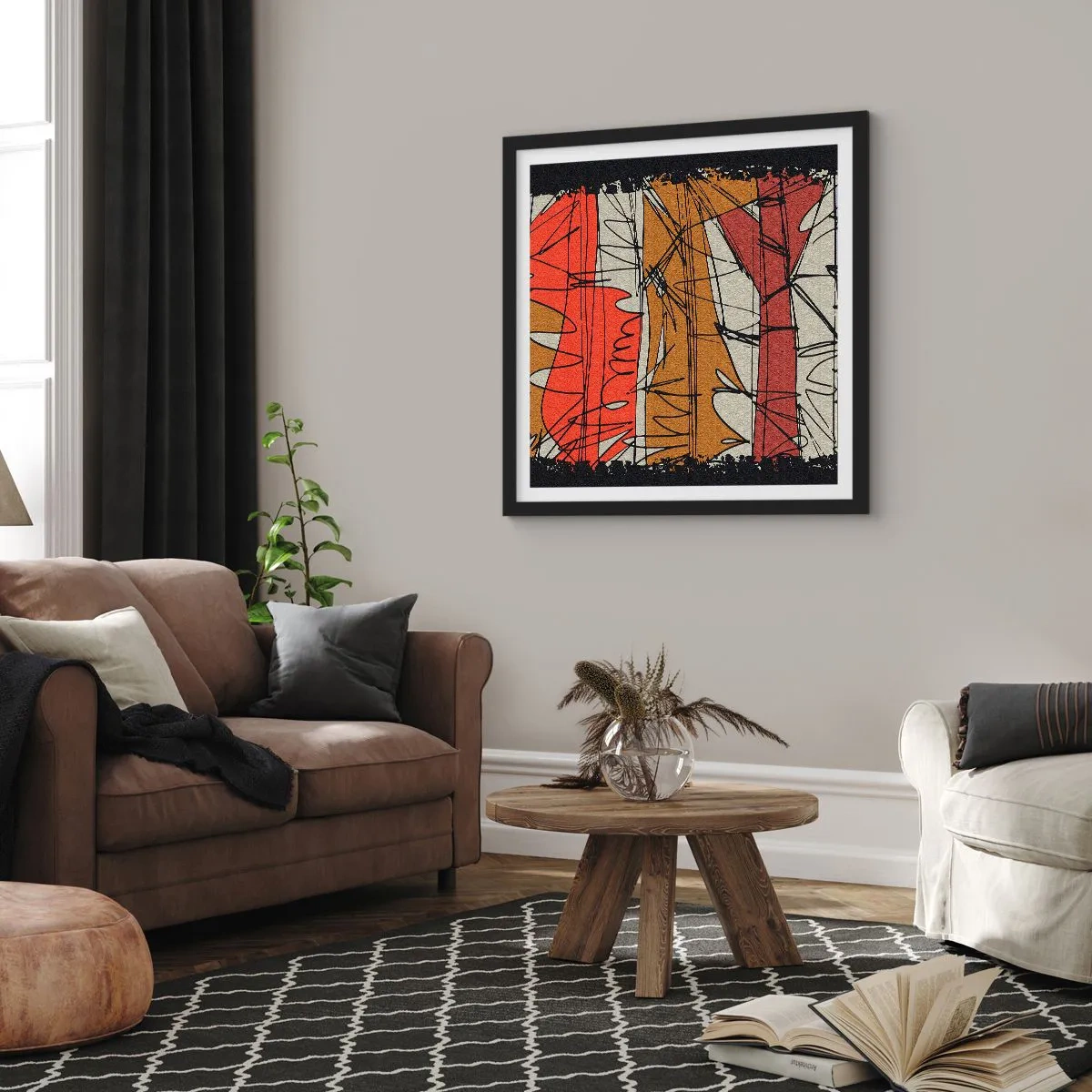 Plagát v čiernom ráme - Spontánna kompozícia - 60x60 cm