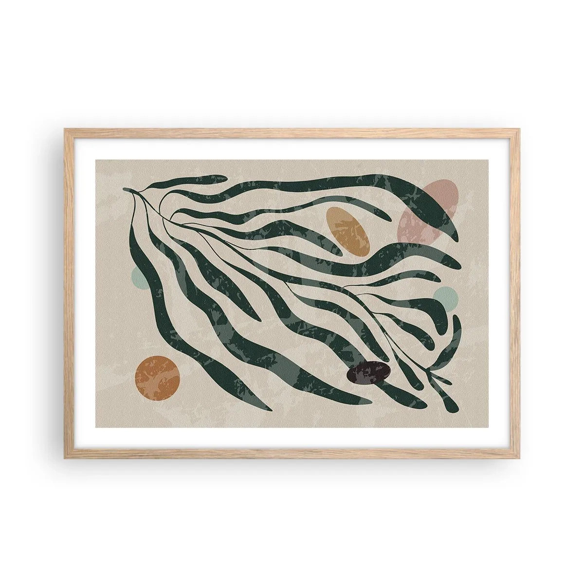 Plagát v ráme zo svetlého duba - Uprostred zelene - 70x50 cm