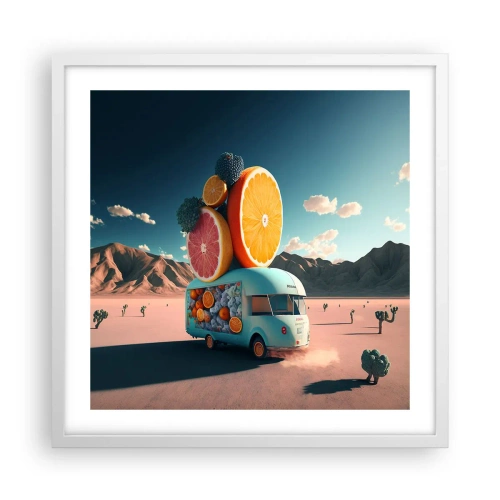 Plagát v bielom ráme - Chuť prázdnin - 50x50 cm