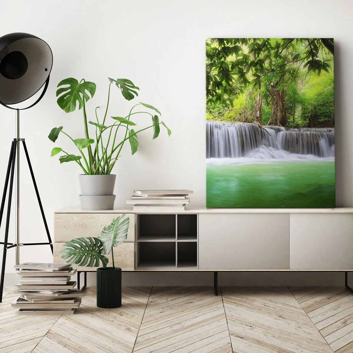 Obraz na plátne - Vodopád v zeleni - 50x70 cm