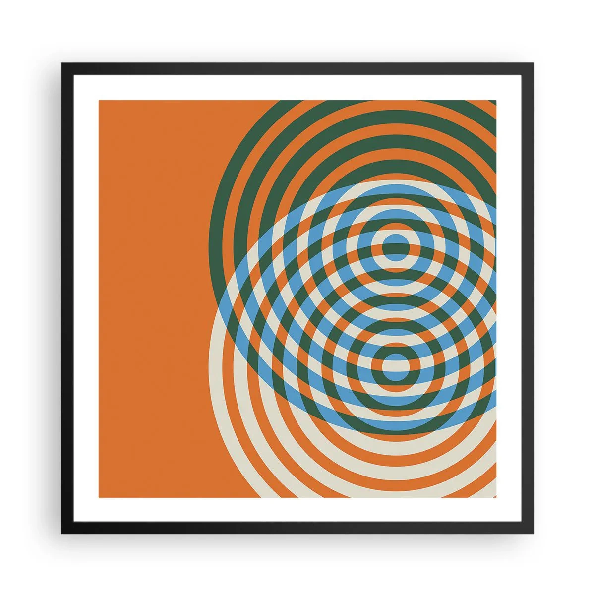 Plagát v čiernom ráme - Abstraktná kruhová variácia - 60x60 cm
