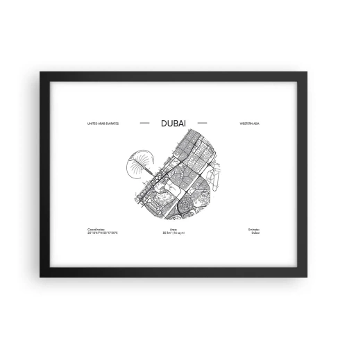 Plagát v čiernom ráme - Anatómia Dubaja - 40x30 cm