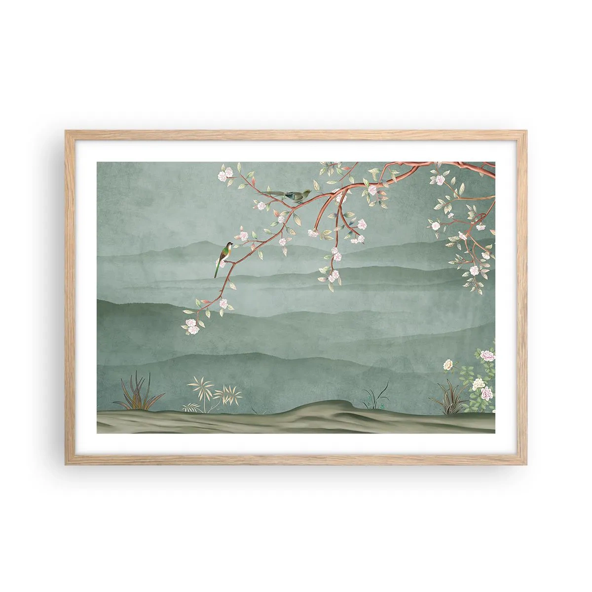 Plagát v ráme zo svetlého duba - Jar je tu - 70x50 cm