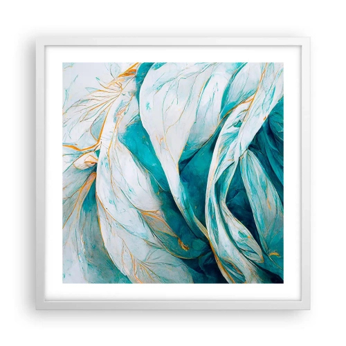 Plagát v bielom ráme - Modrá abstrakcia so zlatým motívom - 50x50 cm