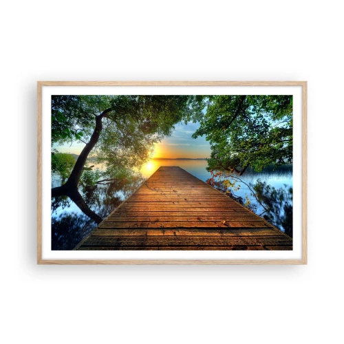 Plagát v ráme zo svetlého duba - Neponáhľaj sa, posaď sa - 91x61 cm