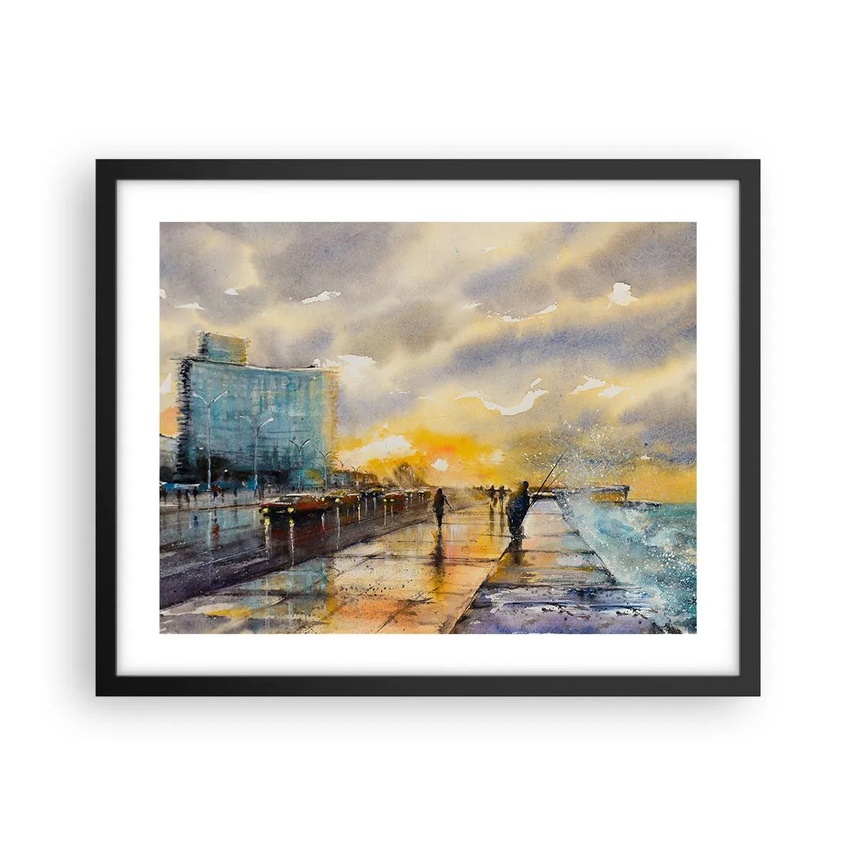 Plagát v čiernom ráme - Život na pobreží - 50x40 cm