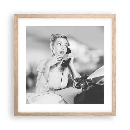 Plagát v ráme zo svetlého duba - Halo, tu sú 50. roky. - 40x40 cm