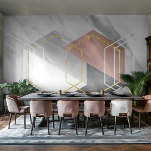 Fototapeta Premium Canvas - Reťazová kompozícia - Abstrakcia, Kus, šesťuholník - 300x210 cm