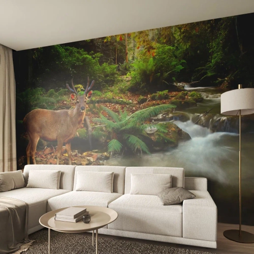 Samolepiaca Fototapeta Deluxe Sticker - Vítajte v mojom svete - Krajina, Zvieratá, Jeleň - 400x280 cm