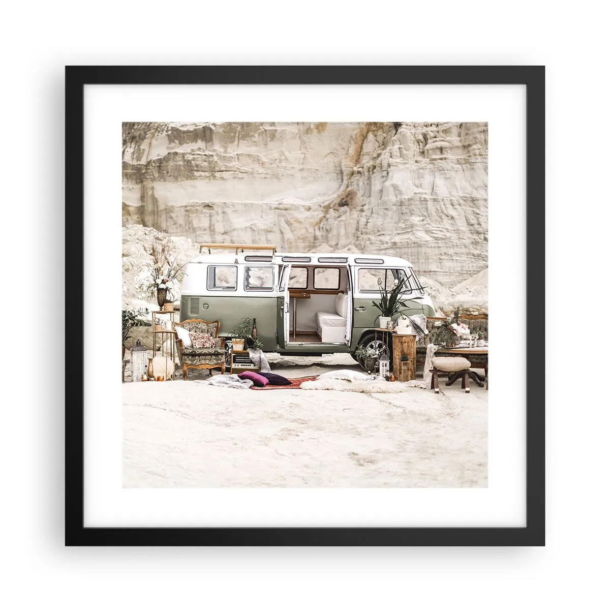 Plagát v čiernom ráme - Cesta práve začína - 40x40 cm