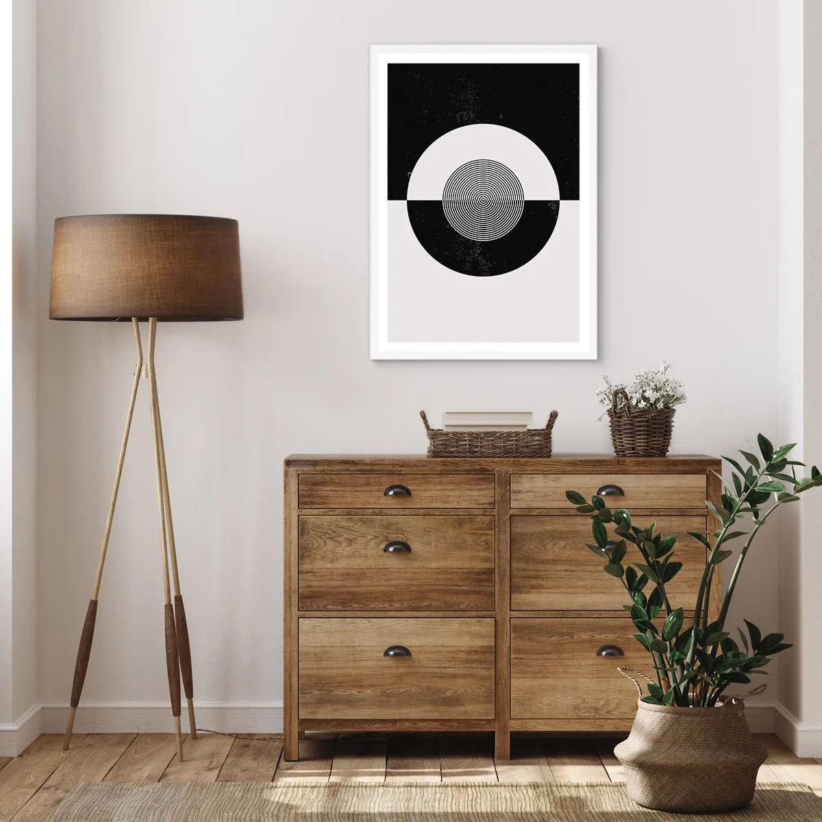 Plagát v bielom ráme - Harmónia v čiernej a bielej - 70x100 cm