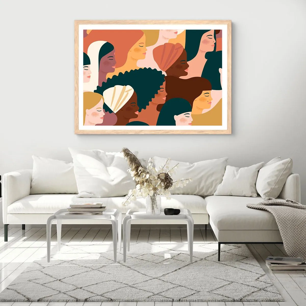 Plagát v ráme zo svetlého duba - Iba ženskosť - 50x40 cm