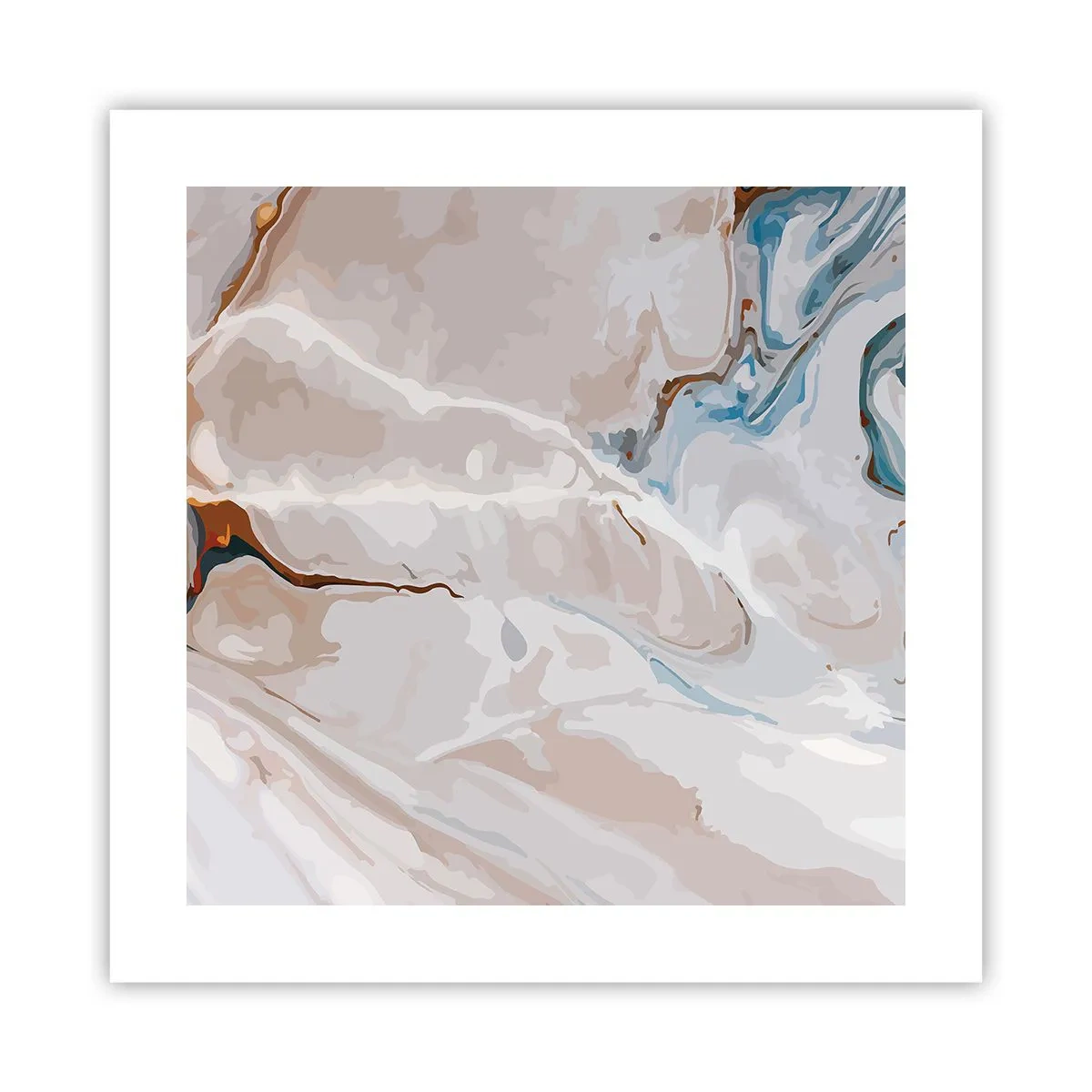 Plagát - Modré meandre pod bielou - 40x40 cm