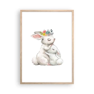 Plagát v ráme zo svetlého duba - Najlepšie je u mamy - 50x70 cm