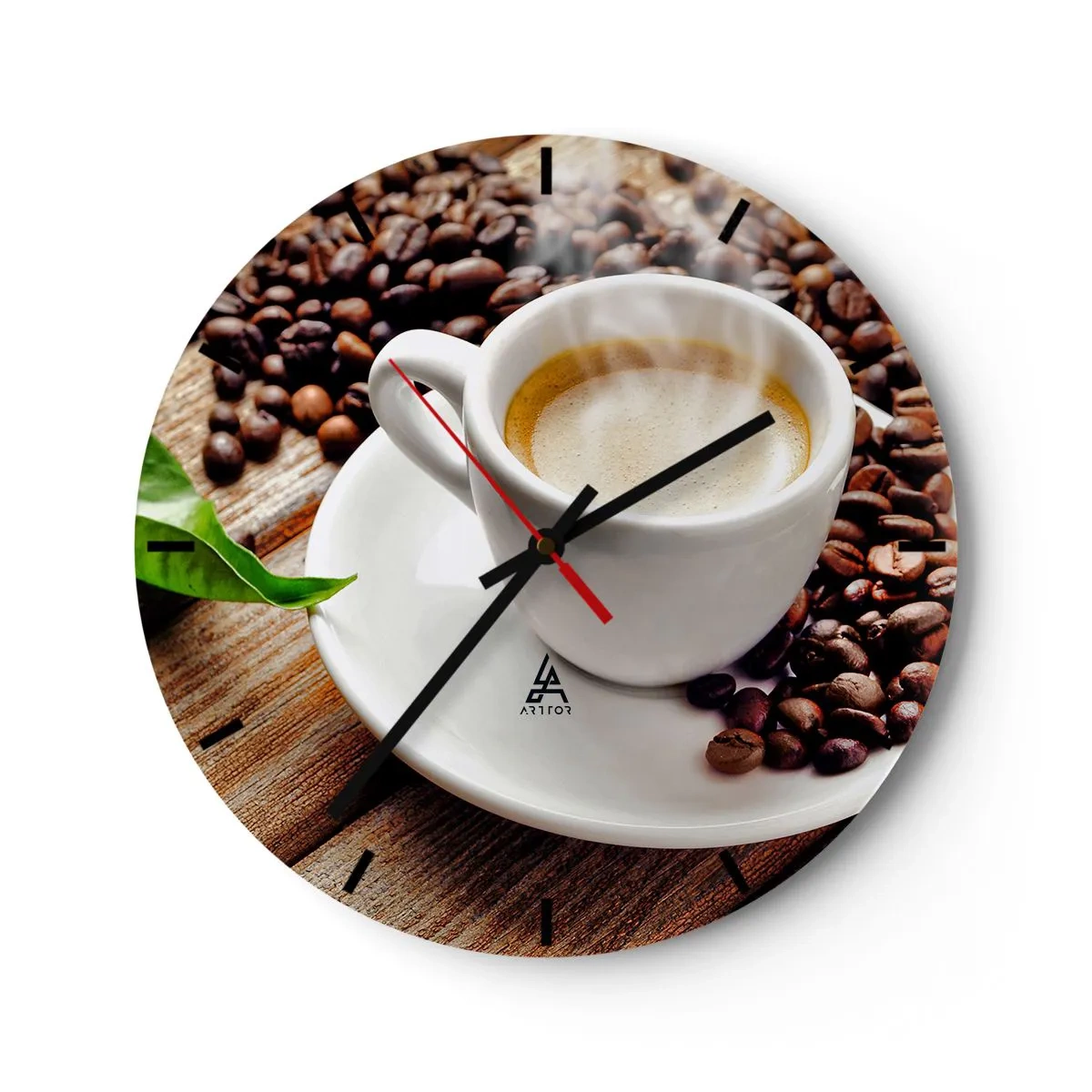 Nástenné hodiny - Káva na lavici - 40x40 cm