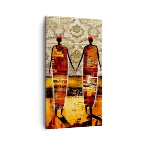 Obraz na plátne - Etnická kompozícia vo farbách Afriky - 45x80 cm