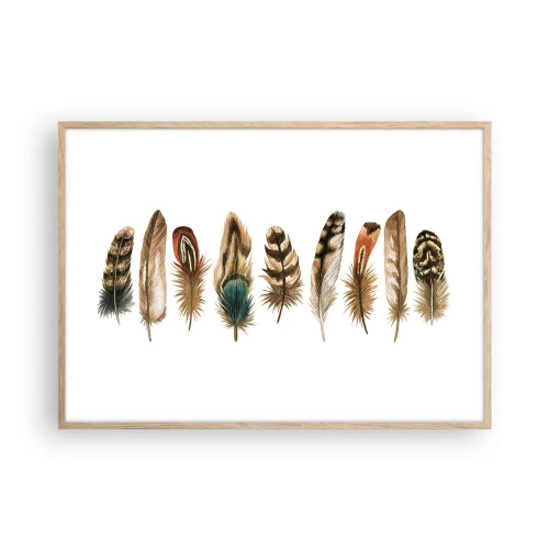 Plagát v ráme zo svetlého duba - Operená variácia - 100x70 cm