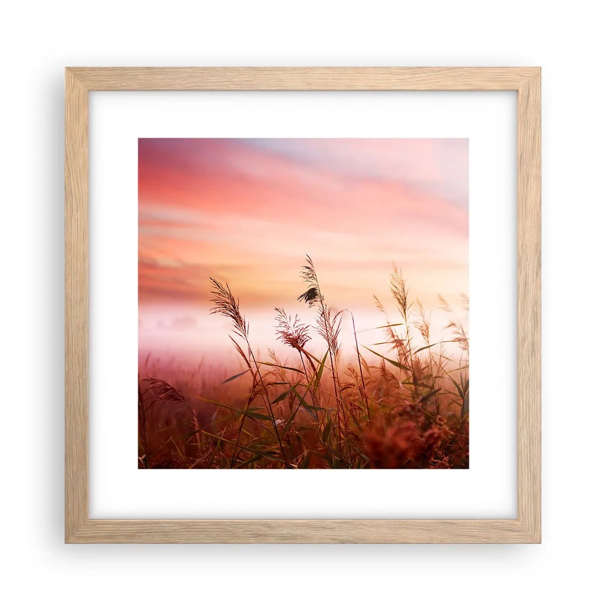 Plagát v ráme zo svetlého duba - Draci, púpavy a vietor - 30x30 cm