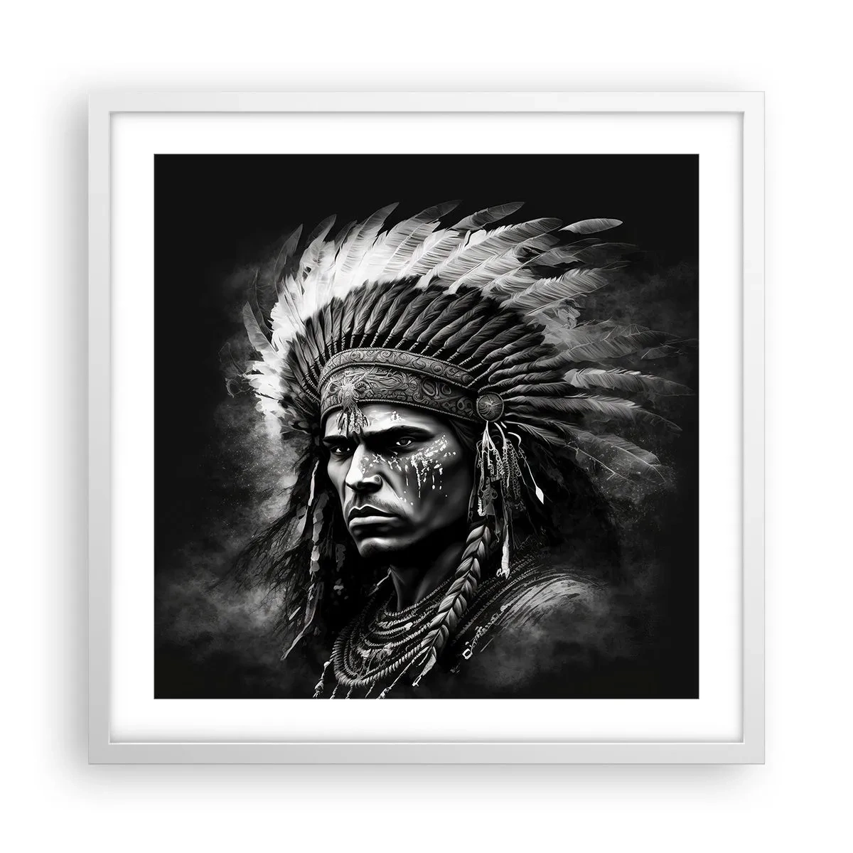 Plagát v bielom ráme - Vodca a bojovník - 50x50 cm