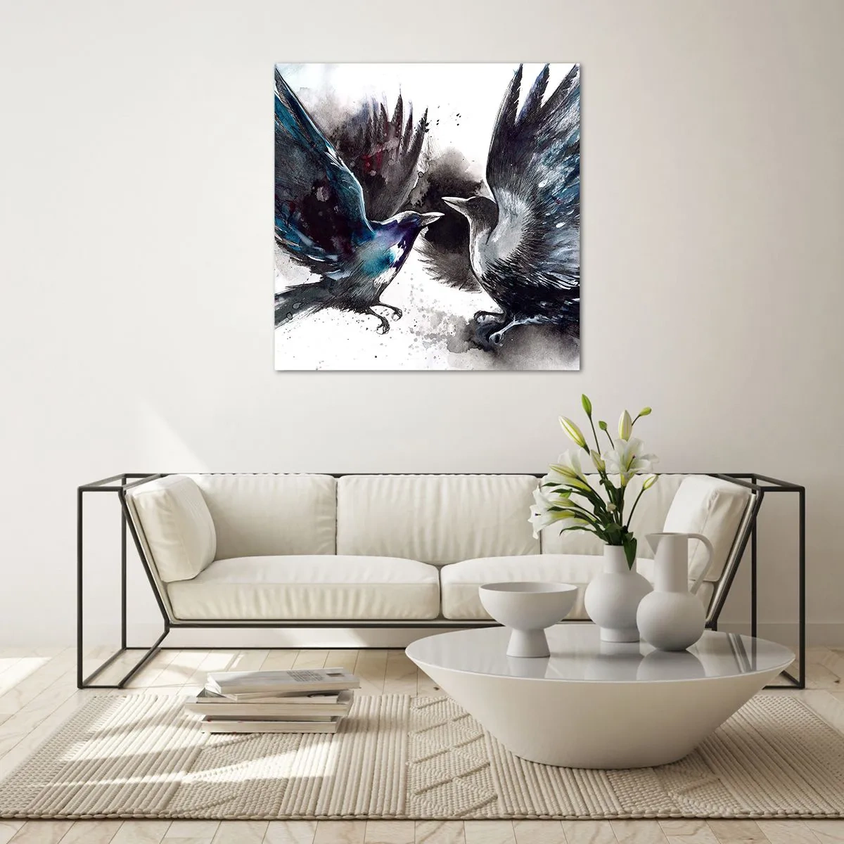 Obraz na skle - Havran havranovi… - 60x60 cm