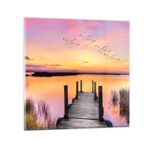 Obraz na skle - Fialové tiché svitanie - 50x50 cm