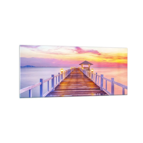 Obraz na skle - Ľaliovo-zlaté ticho večera - 120x50 cm