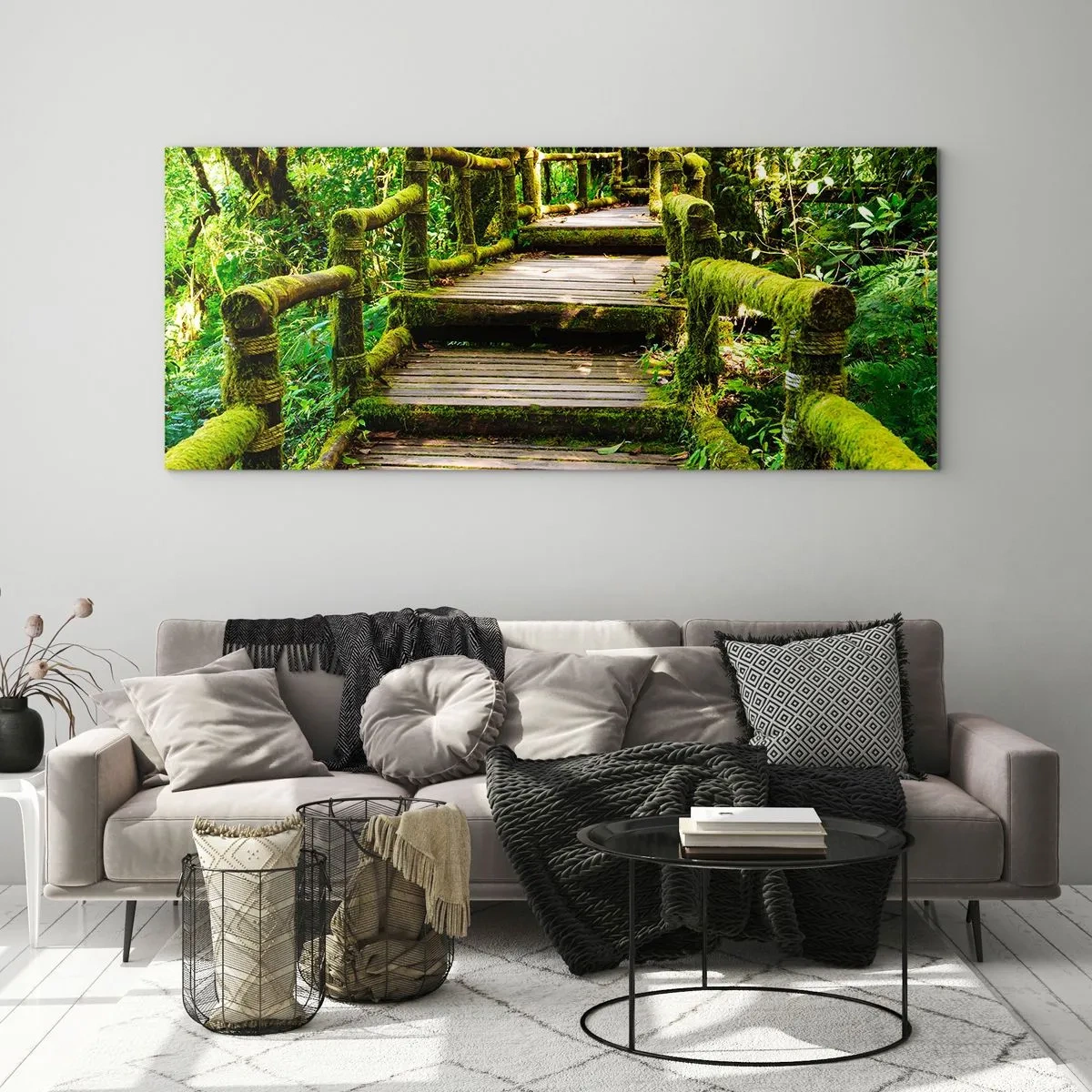 Obraz na skle - Chodbou zelene - 90x30 cm