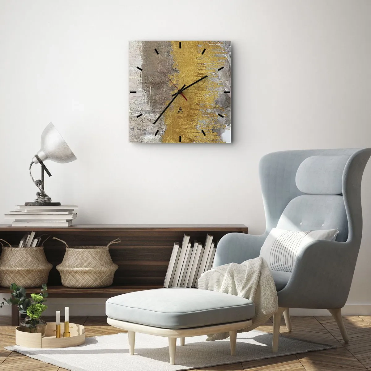 Nástenné hodiny - Zlatistý závan - 30x30 cm