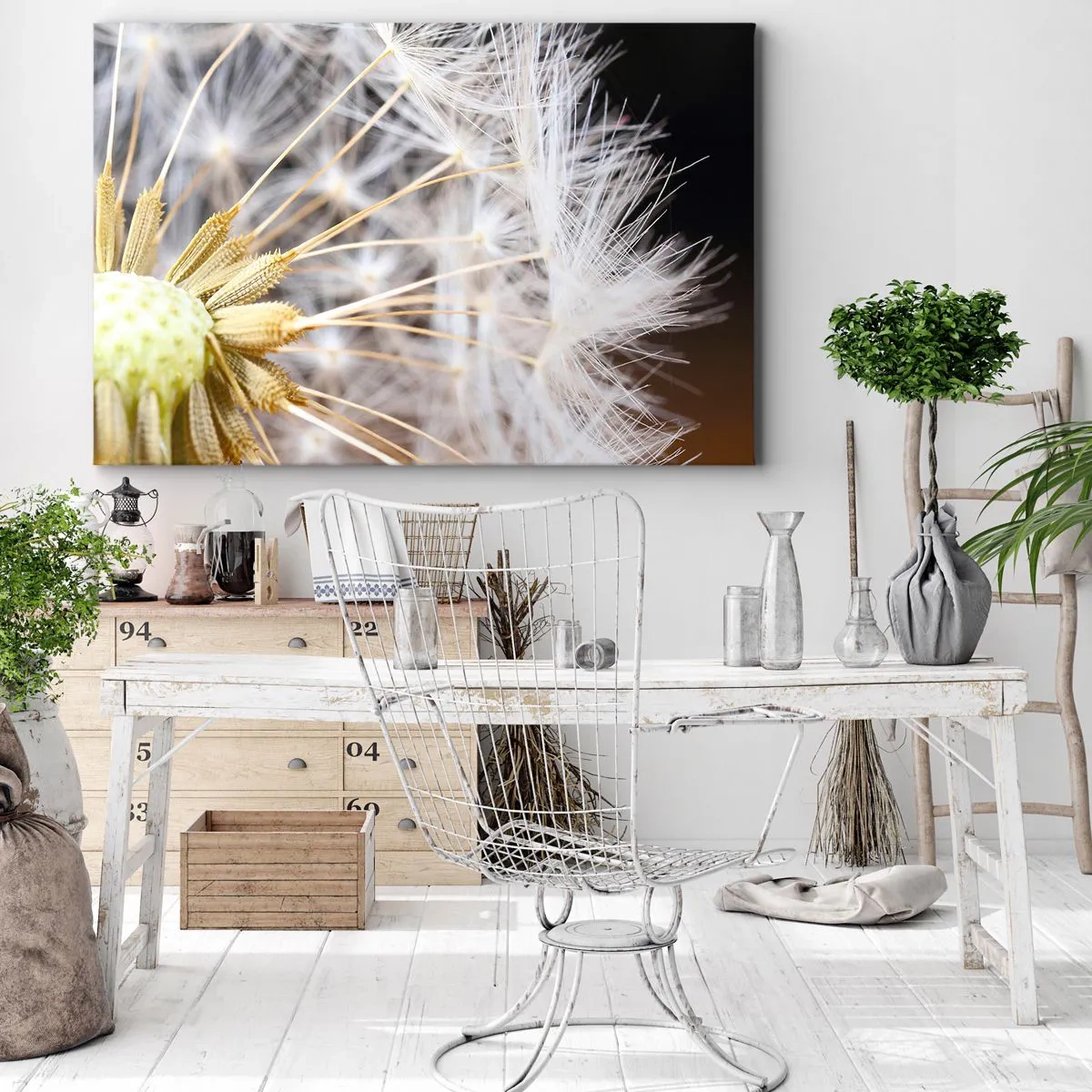 Obraz na plátne - Makrofotografia púpavy s jemnými semienkami - 70x50cm - Tesne pred odletom - Moderná nástenná dekorácia do obývacej izby a spálne ARTTOR