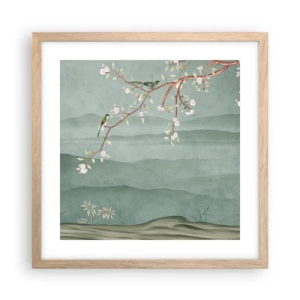 Plagát v ráme zo svetlého duba - Jar je tu - 40x40 cm