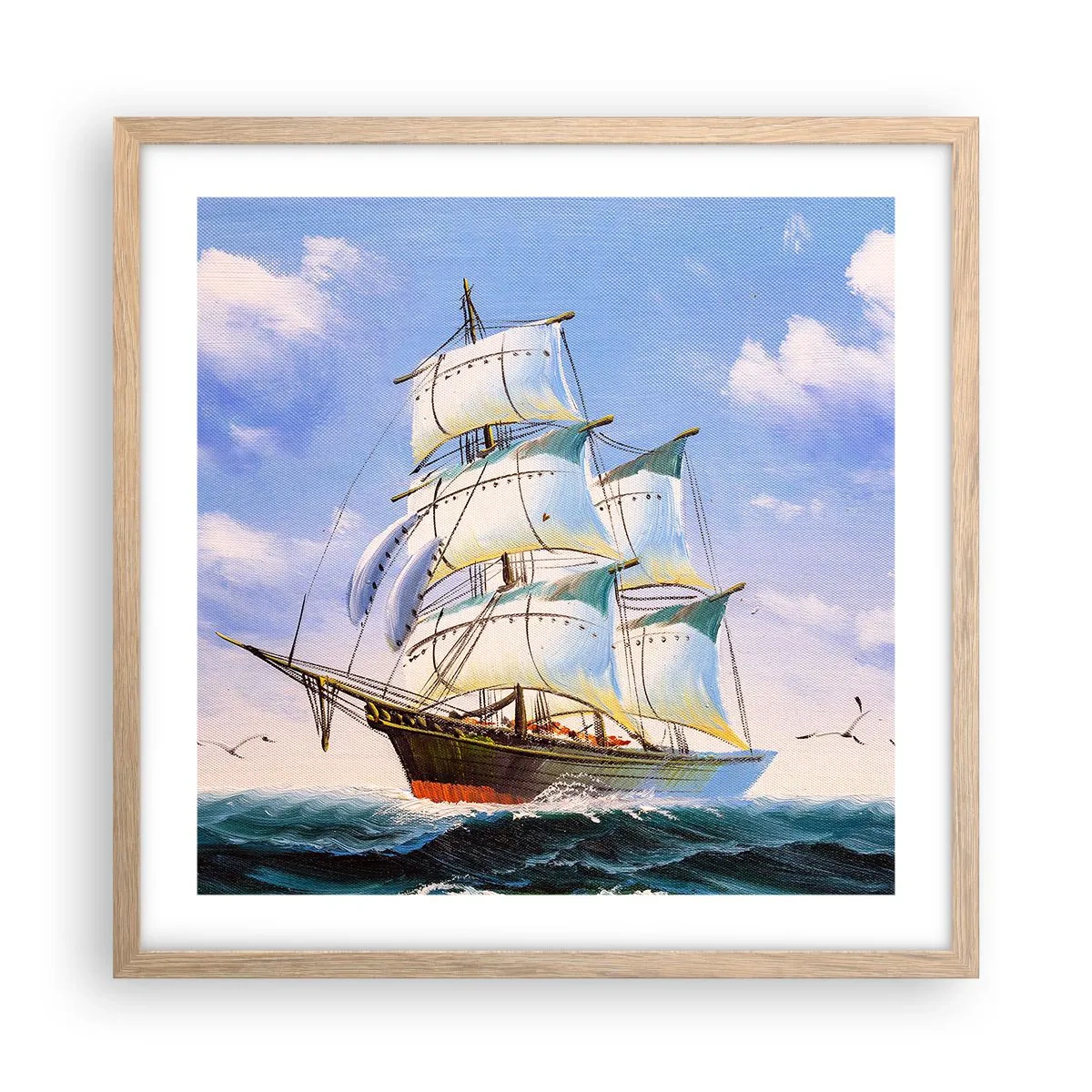Plagát v ráme zo svetlého duba - Hrdo s vetrom - 50x50 cm