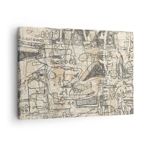 Obraz na plátne - Abstraktné vzory a čiary na béžovom pozadí - 70x50cm - Čaká na rozlúštenie - Moderná nástenná dekorácia do obývacej izby a spálne ARTTOR