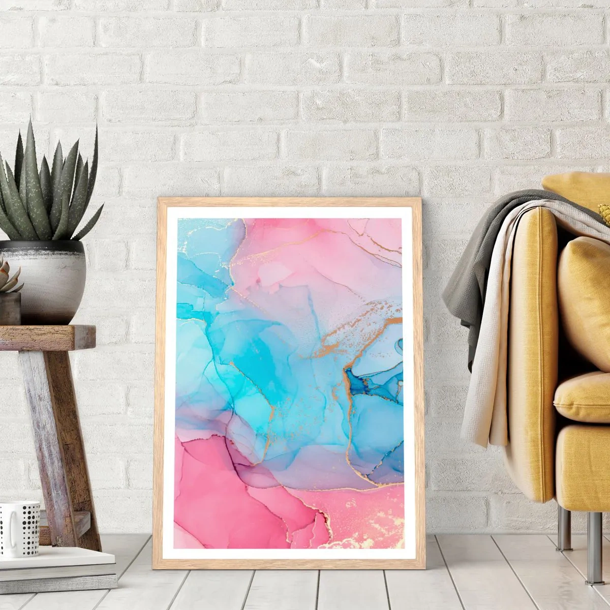 Plagát v ráme zo svetlého duba - Stretávanie a prelínanie - 50x70 cm