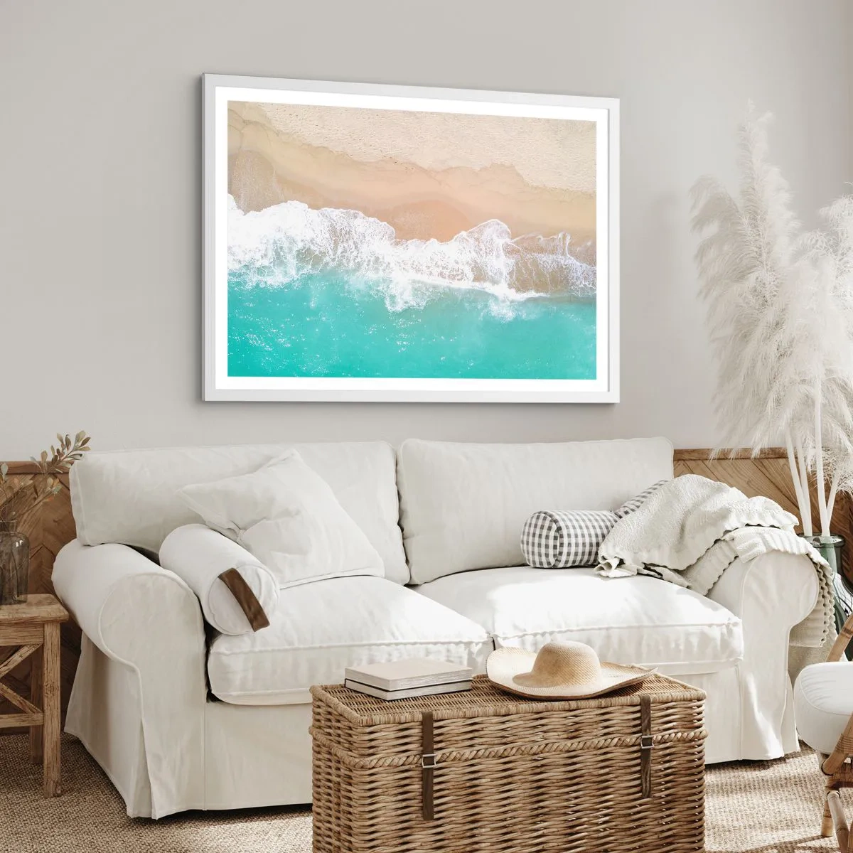 Plagát v bielom ráme - Maznavý dotyk - 70x50 cm