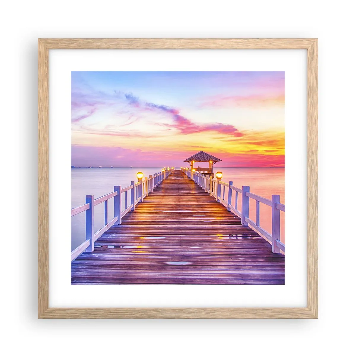 Plagát v ráme zo svetlého duba - Ľaliovo-zlaté ticho večera - 40x40 cm