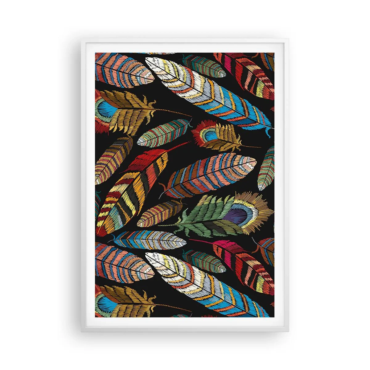 Plagát v bielom ráme - Vtáčí karneval - 70x100 cm