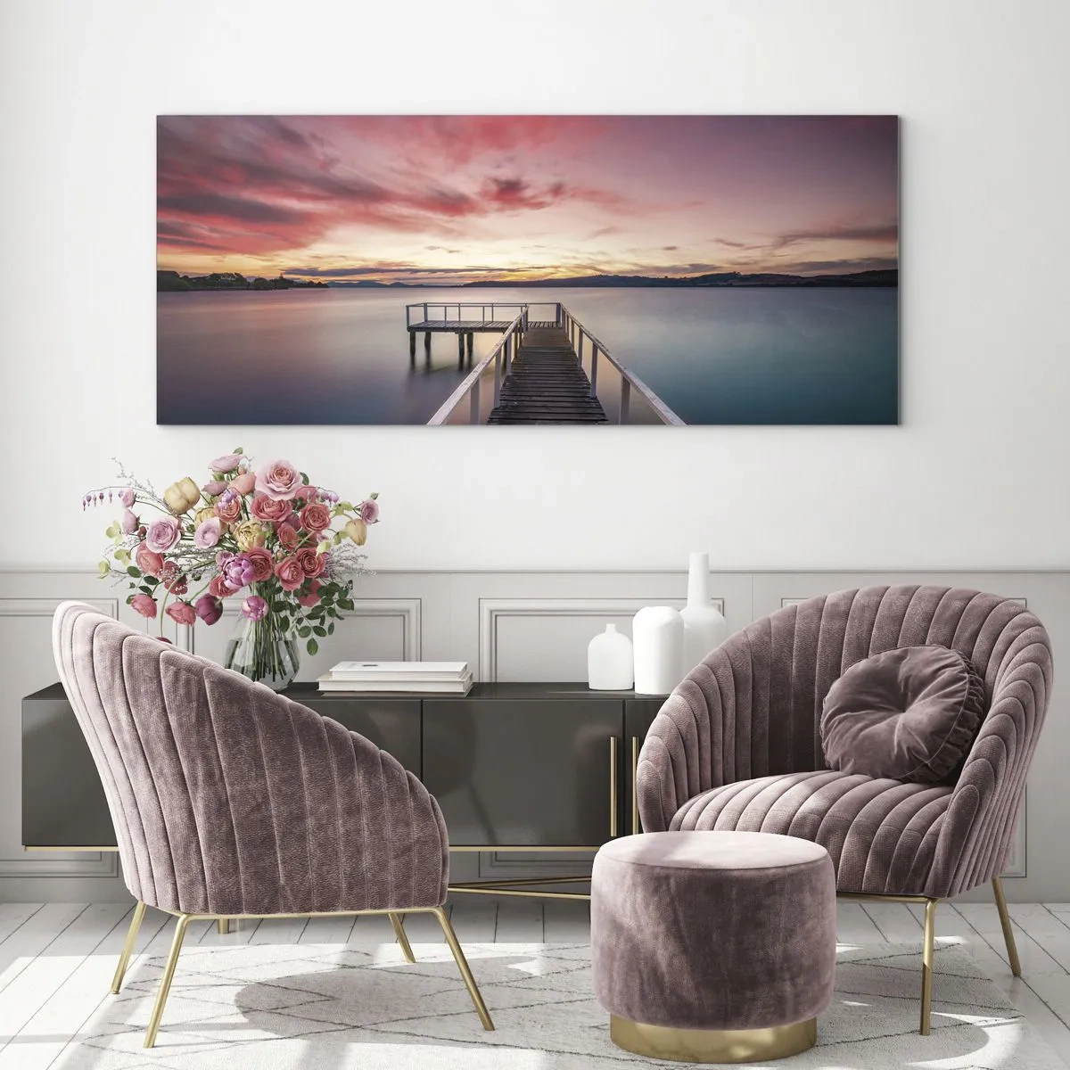 Obraz na skle - Jemný plameň večera - 100x40 cm