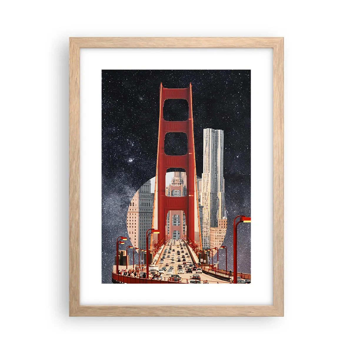 Plagát v ráme zo svetlého duba - Vždy v centre - 30x40 cm