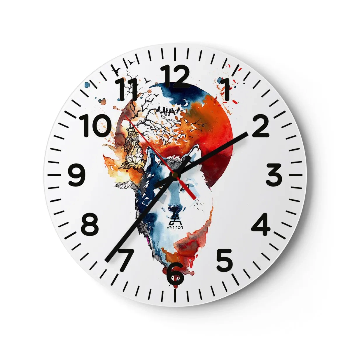 Nástenné hodiny - Nosom na skle - 40x40 cm