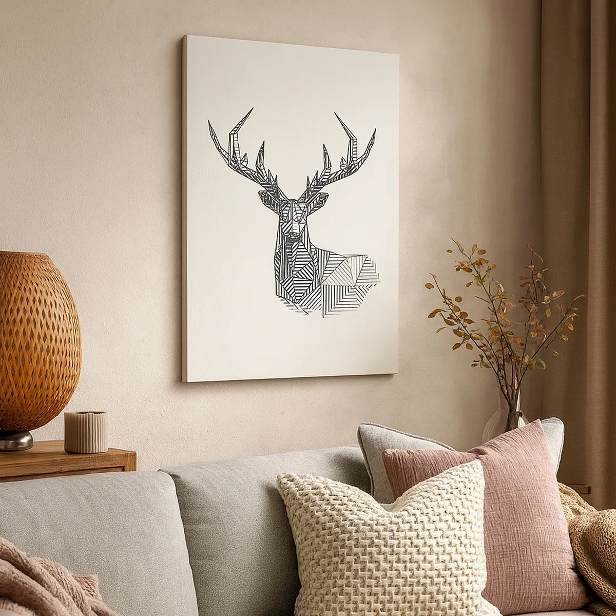 Obraz na plátne - Jeleň v kubistickom štýle - 50x70 cm