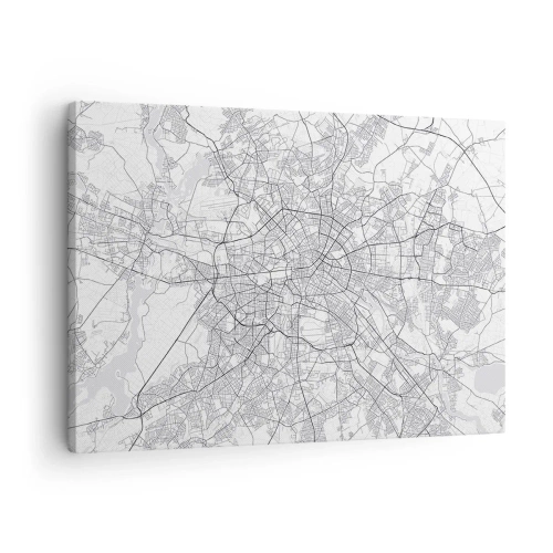 Obraz na plátne - Podrobná čiernobiela mapa mesta - 70x50cm - Kvet Berlína - Moderná nástenná dekorácia do obývacej izby a spálne ARTTOR