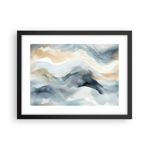 Plagát v čiernom ráme - Abstrakcia snehu a hmly - 40x30 cm