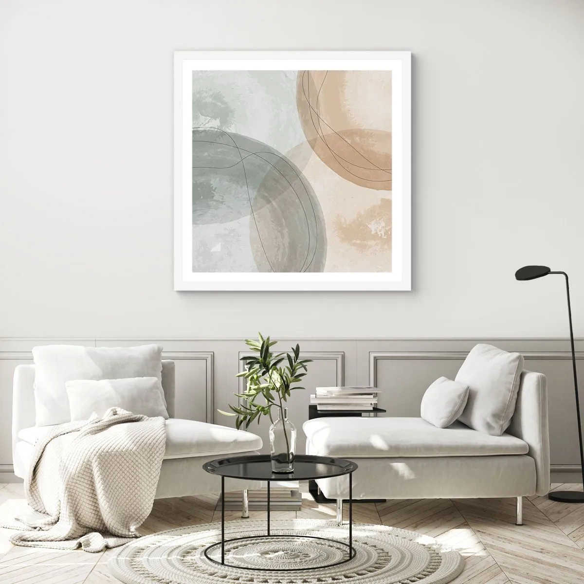 Plagát v bielom ráme - Prenikanie svetov - 40x40 cm